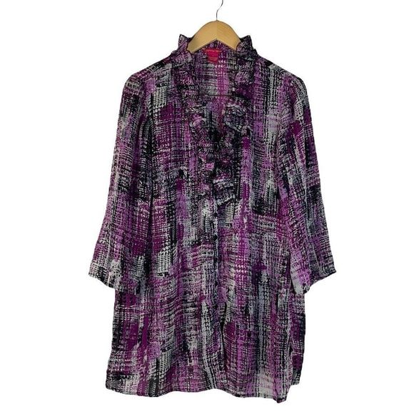 Sunny Leigh Ruffle Hem Button Front Dress Size S - Picture 1 of 10